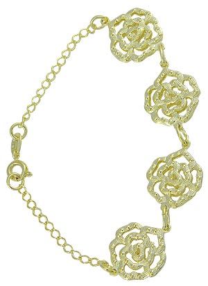 Pulseira folheada a ouro com flores