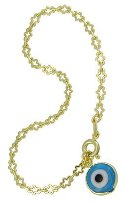 Pulseira folheada a ouro, olho grego