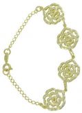 Pulseira folheada a ouro com flores